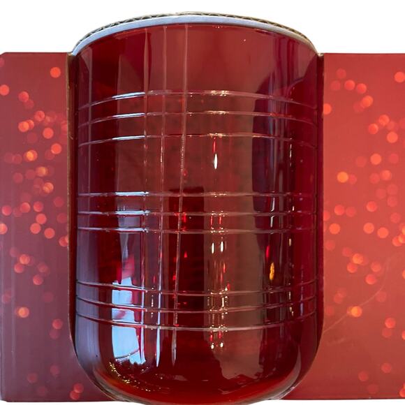 Set of 2 RED Double Old Fashioned Cocktail Glasses Christmas Holiday New - Picture 3 of 10